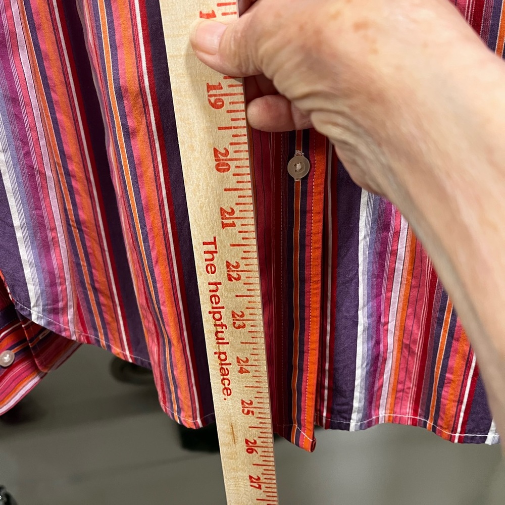 Womens Ralph Lauren Multicolor Striped Button-Down Shirt (Red, Pink, Purple) - Picture 5 of 5